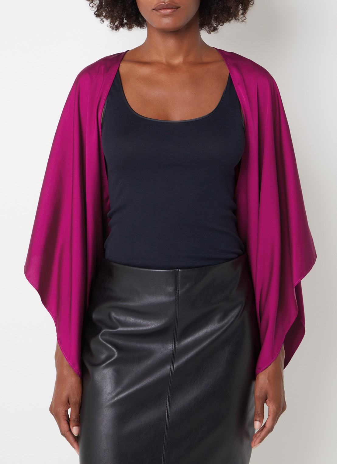 Joseph Ribkoff Midi rok van imitatieleer en split - detail 4 zwart