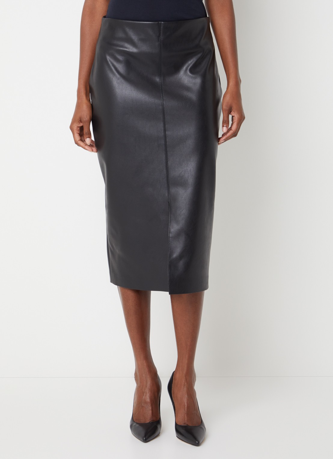 Joseph Ribkoff Midi rok van imitatieleer en split - detail 4 zwart