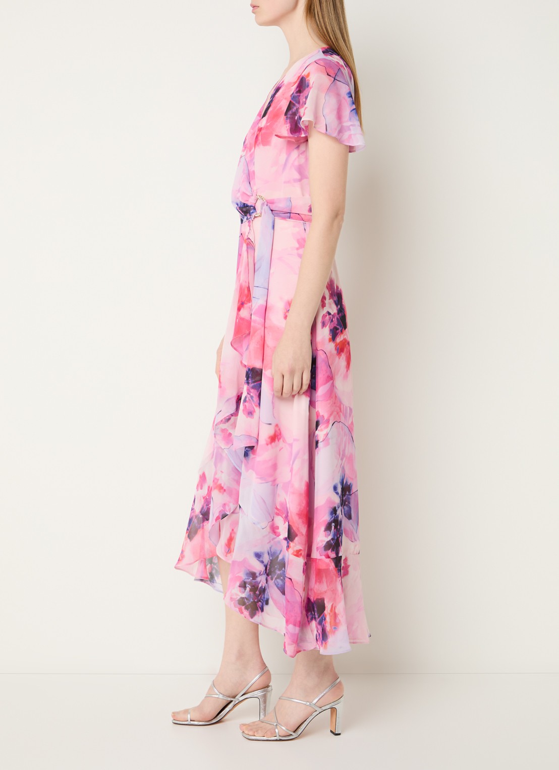 Joseph Ribkoff Midi tuniekjurk met print - voorkant 3 roze