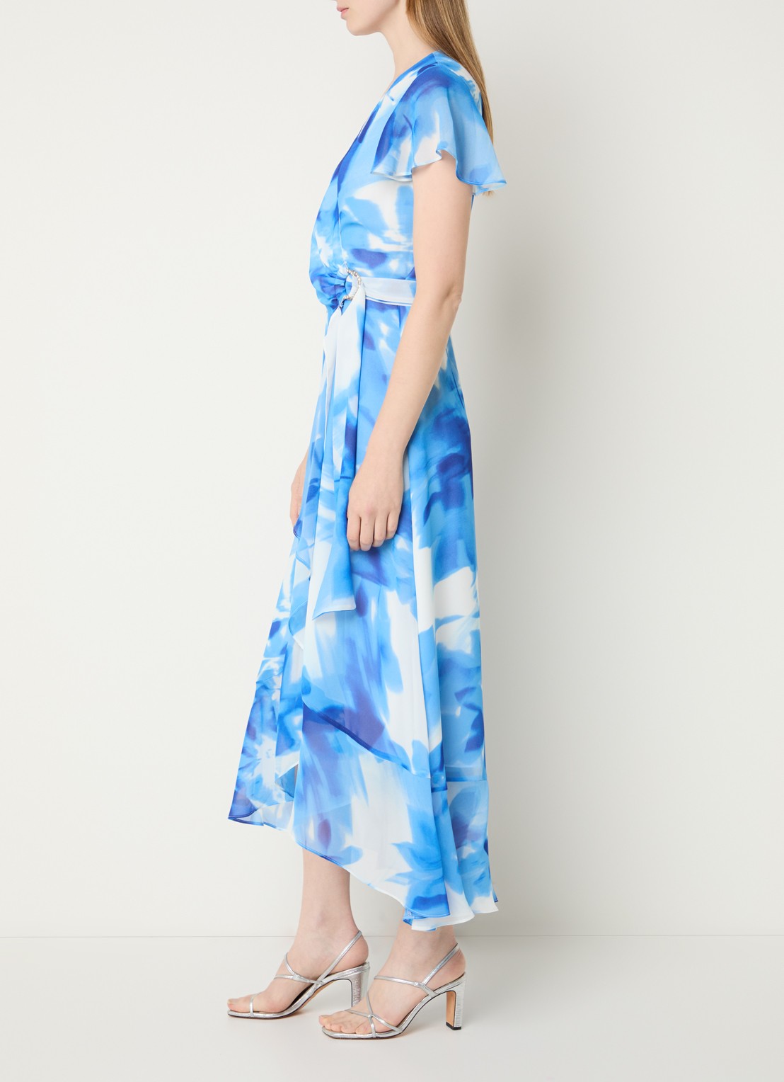 Joseph Ribkoff Midi tuniekjurk met print - voorkant 2 blauw