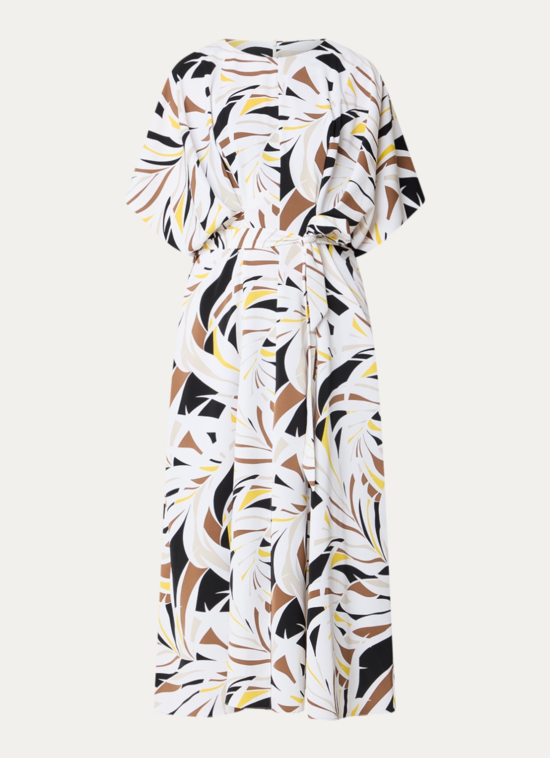 Joseph Ribkoff Midi tuniekjurk met strikceintuur en print - voorkant 2 wit