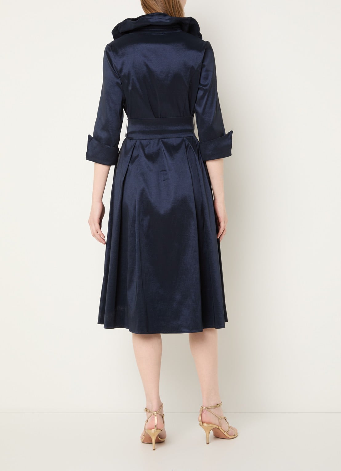 Joseph Ribkoff Midi tuniekjurk met strikceintuur - achterkant 4 donkerblauw