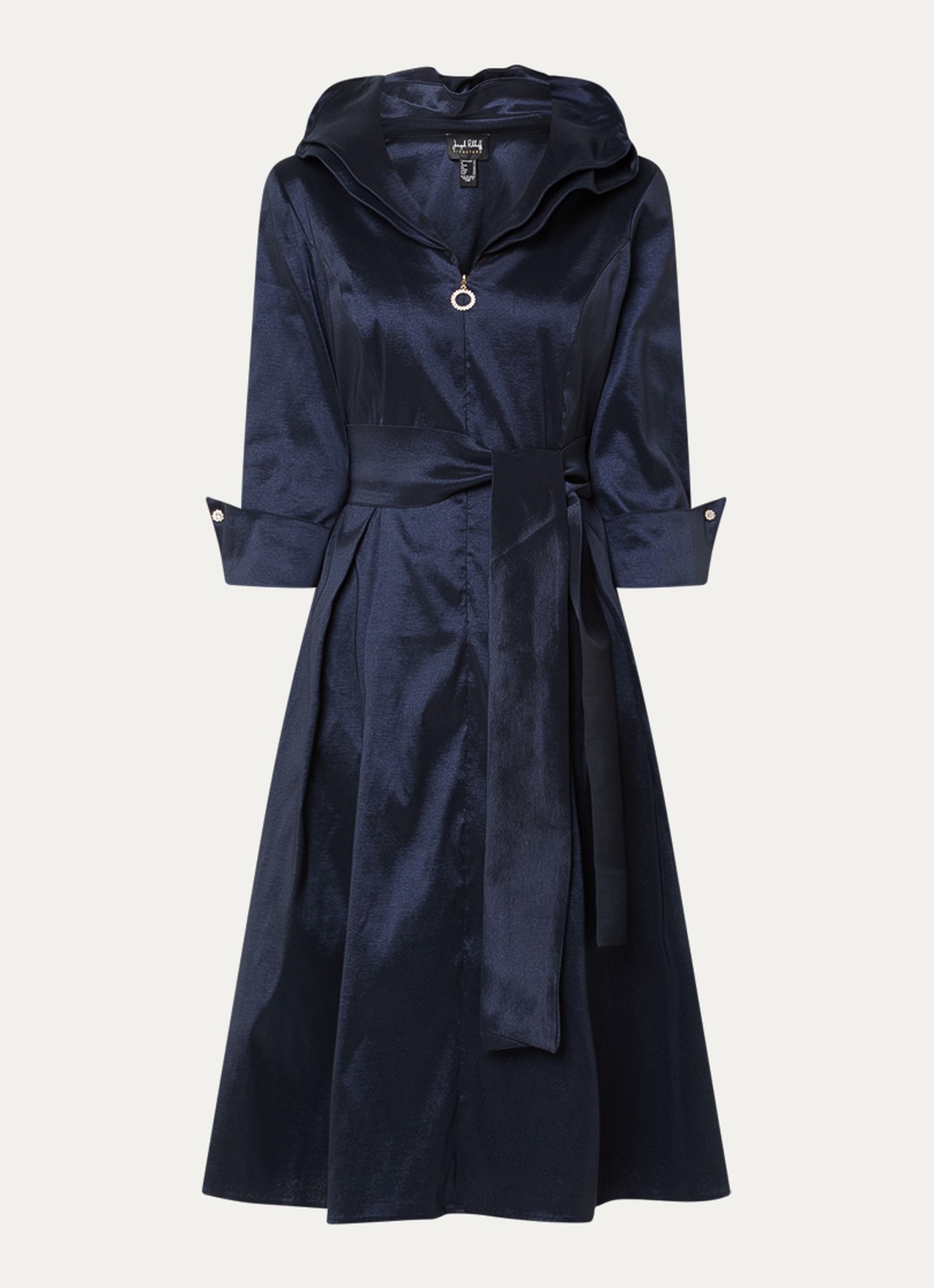 Joseph Ribkoff Midi tuniekjurk met strikceintuur - voorkant 2 donkerblauw