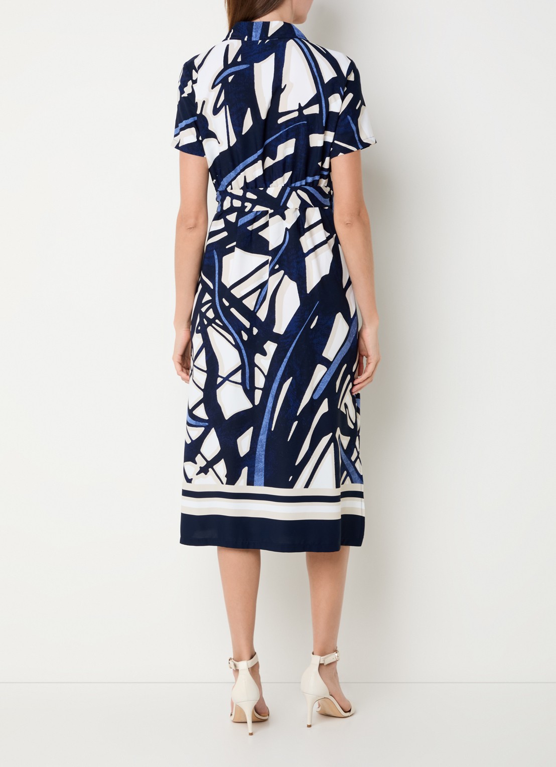 Joseph Ribkoff Midi wikkeljurk met grafische print - achterkant 2 donkerblauw