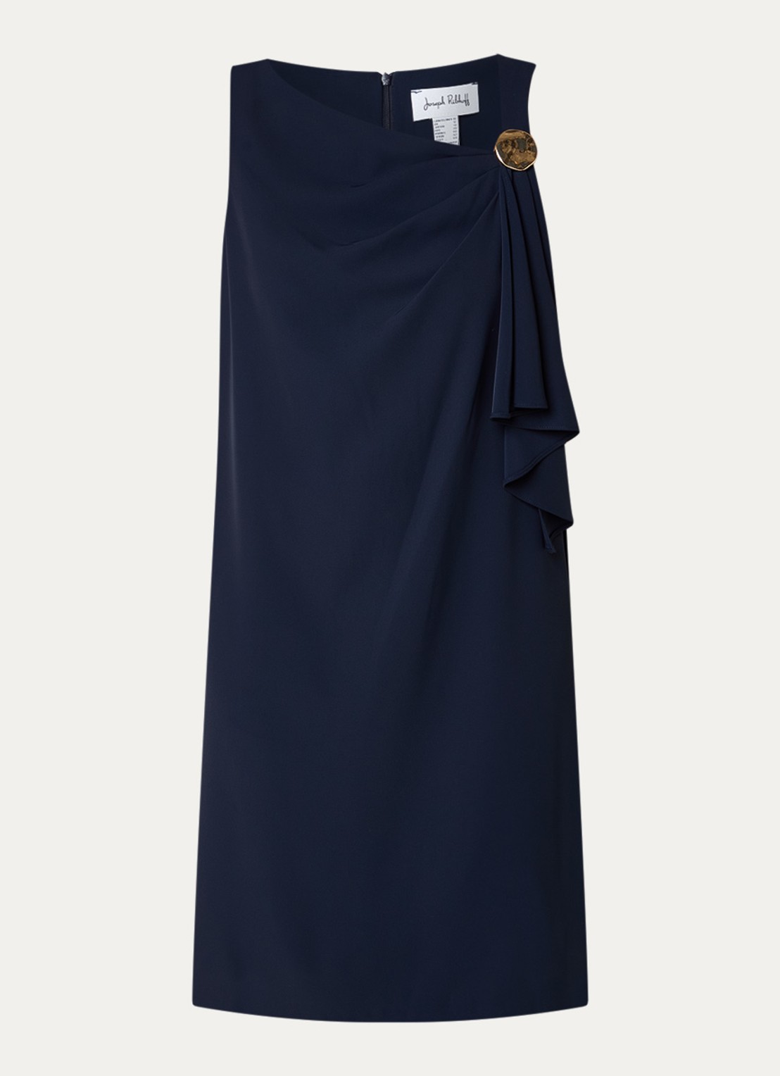 Joseph Ribkoff Mini jurk met asymmetrische hals - voorkant 3 donkerblauw