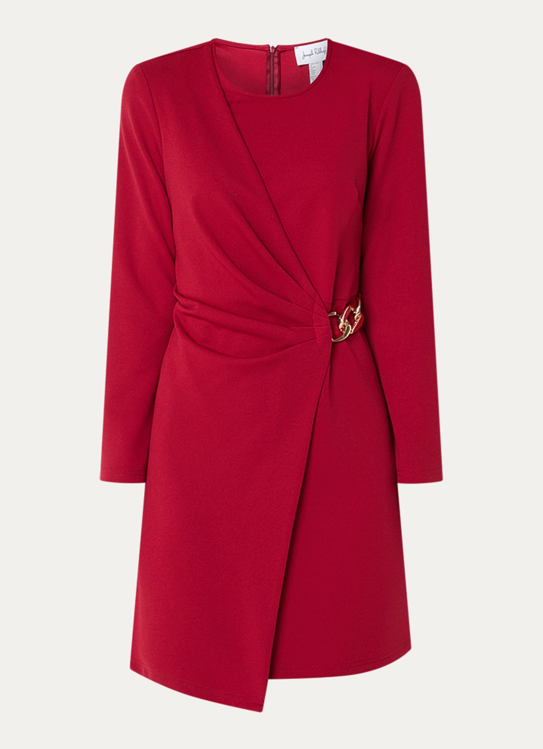 Joseph Ribkoff Mini jurk met ceintuur - voorkant 3 cranberryrood