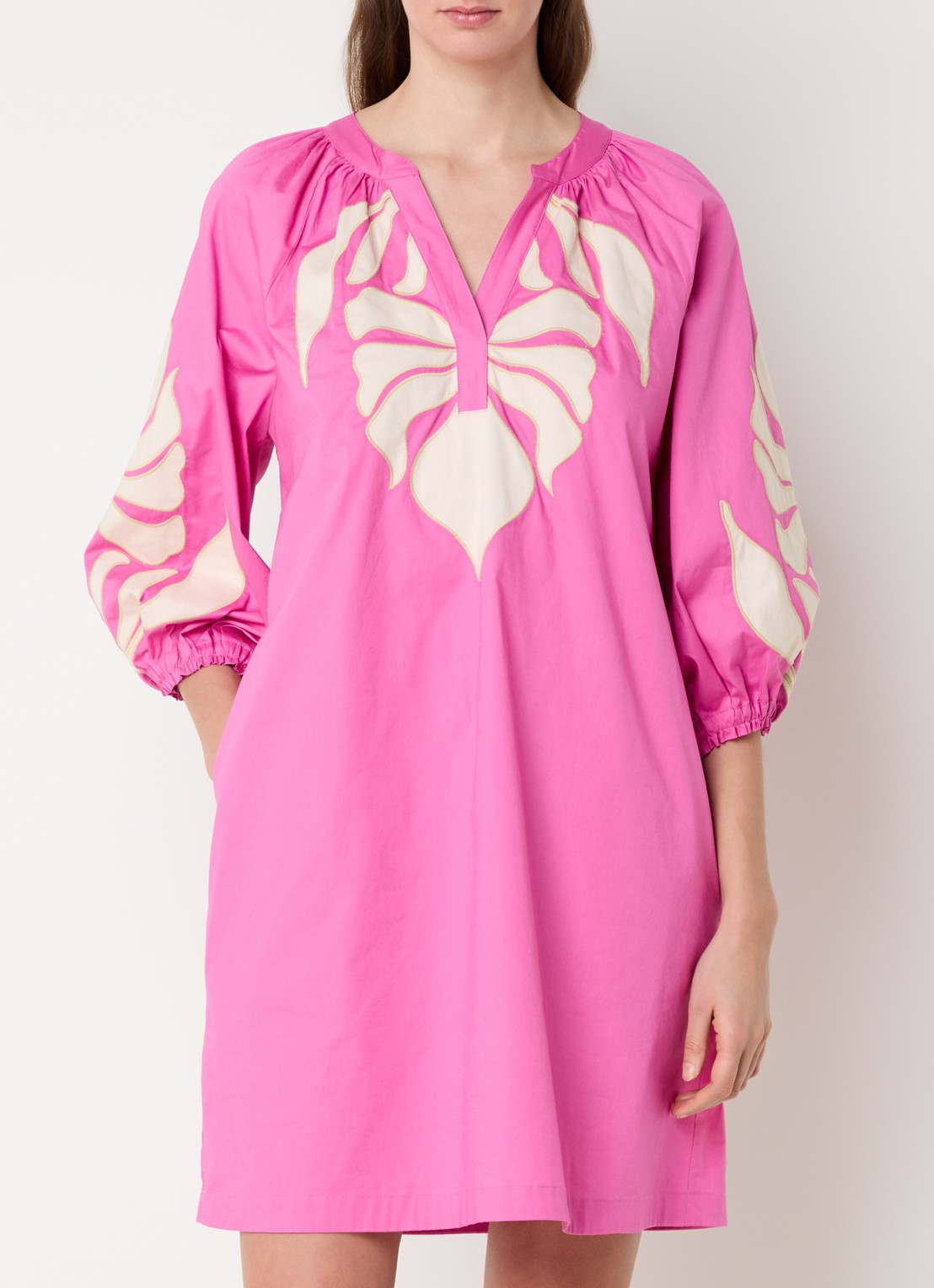 Joseph Ribkoff Mini tuniekjurk met applicatie - detail fuchsia