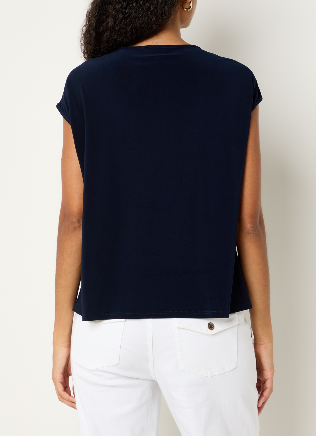 Joseph Ribkoff Mouwloze top met broderie - achterkant 3 donkerblauw