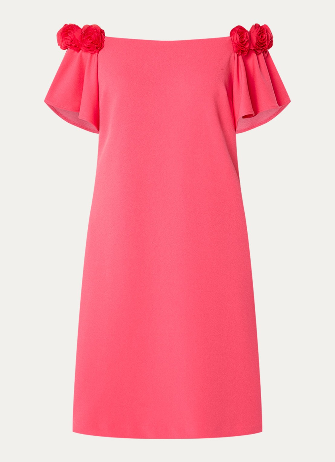 Joseph Ribkoff Off shoulder mini jurk met applicatie - voorkant 2 koraalroze