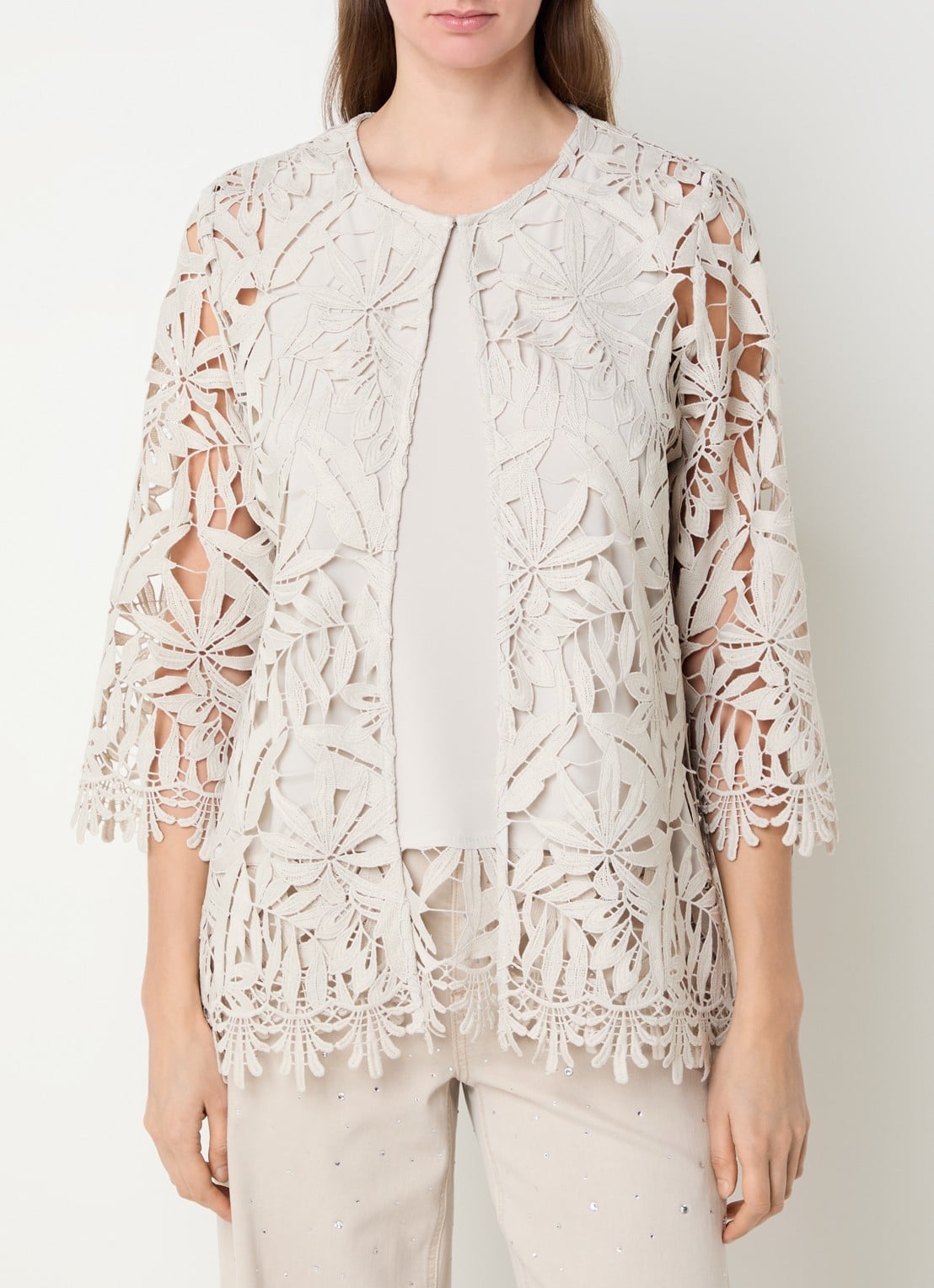 Joseph Ribkoff Semi-transparant jack van kant - detail 4 beige