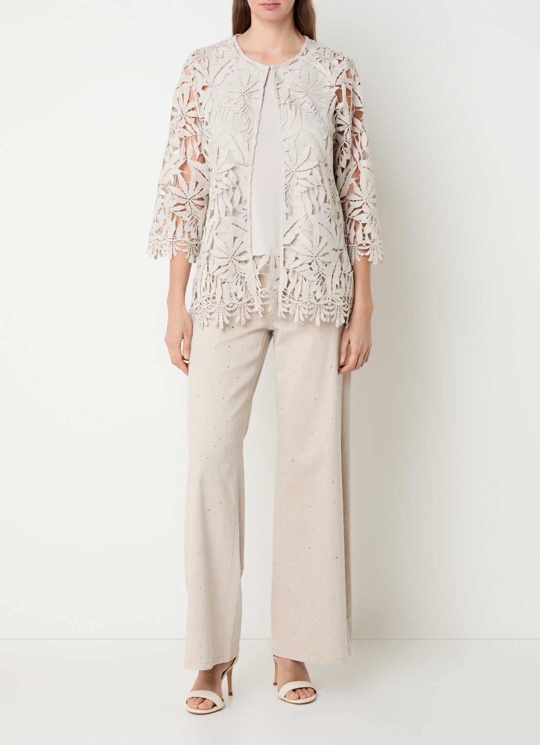 Joseph Ribkoff Semi-transparant jack van kant - voorkant 2 beige