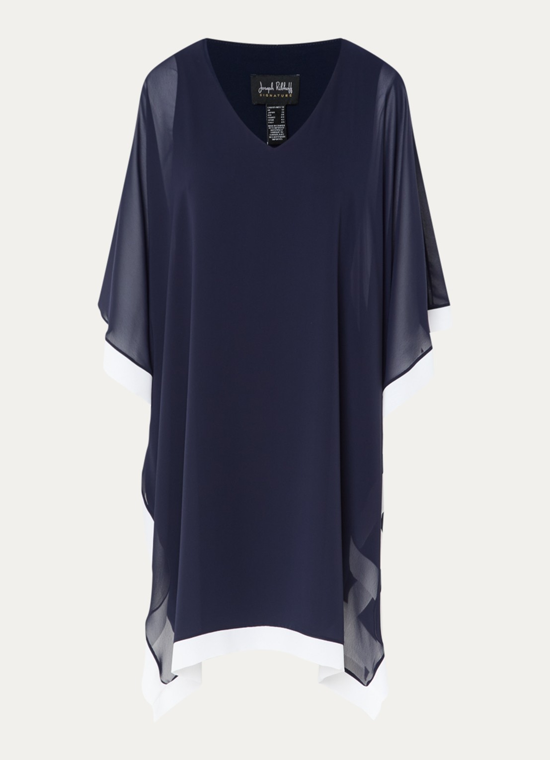 Joseph Ribkoff Semi-transparante mini jurk met V-hals - voorkant 3 donkerblauw
