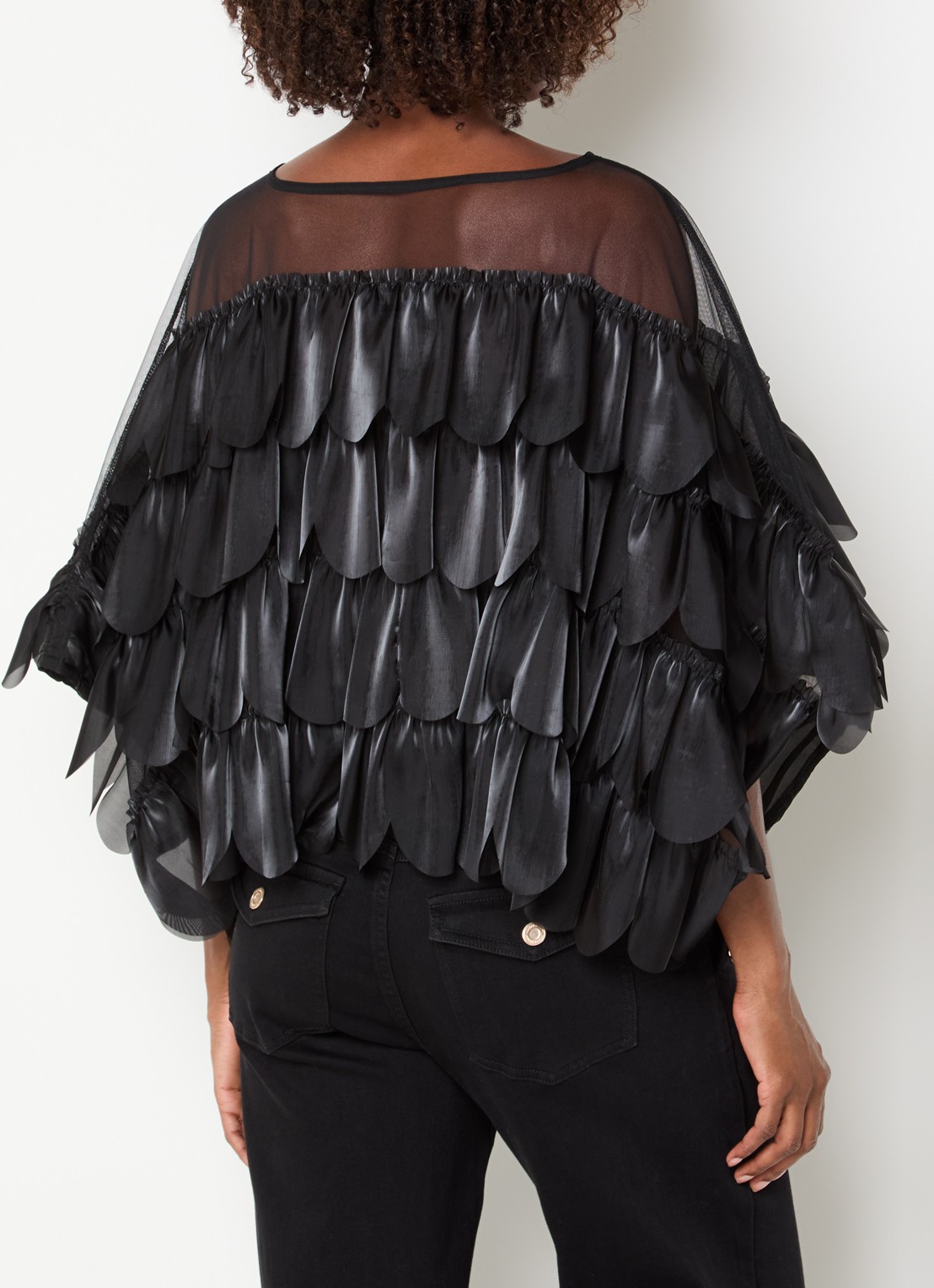 Joseph Ribkoff Semi-transparante top met glazende finish - achterkant 4 zwart