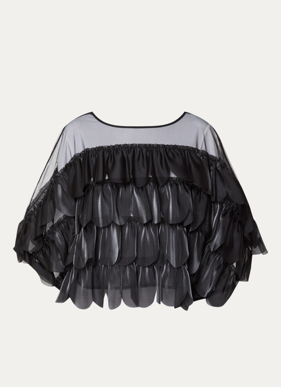 Joseph Ribkoff Semi-transparante top met glazende finish - voorkant zwart