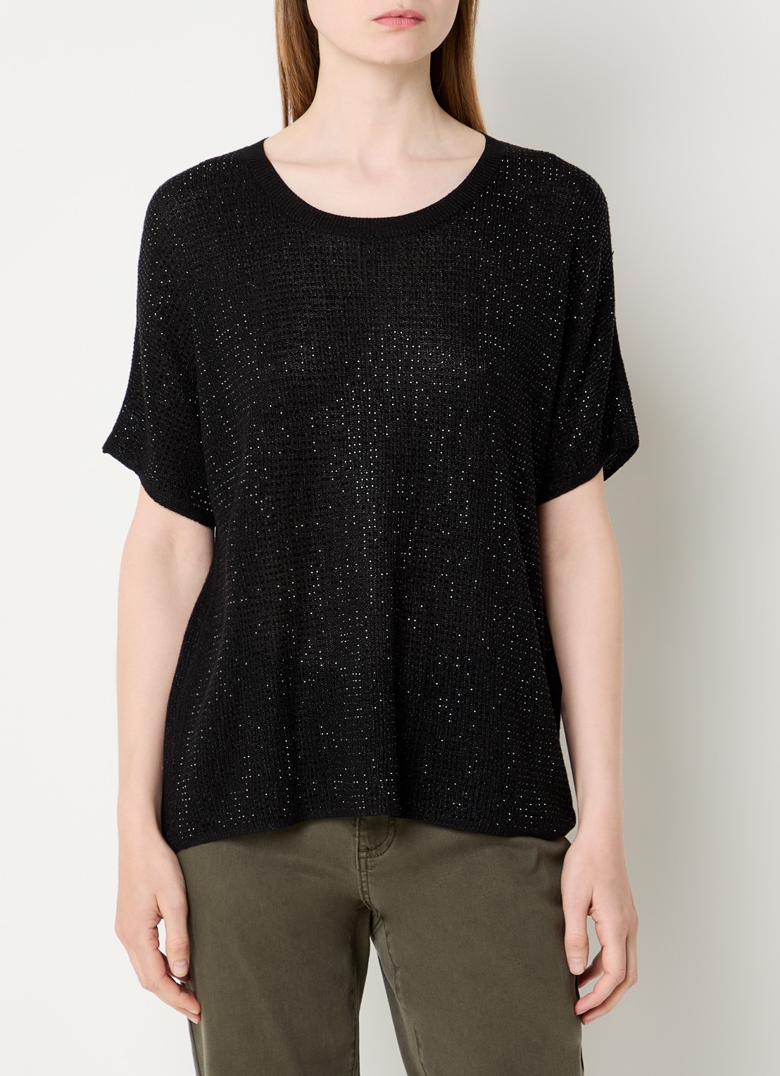 Joseph Ribkoff Semi-transparante top met strass - detail 6 zwart