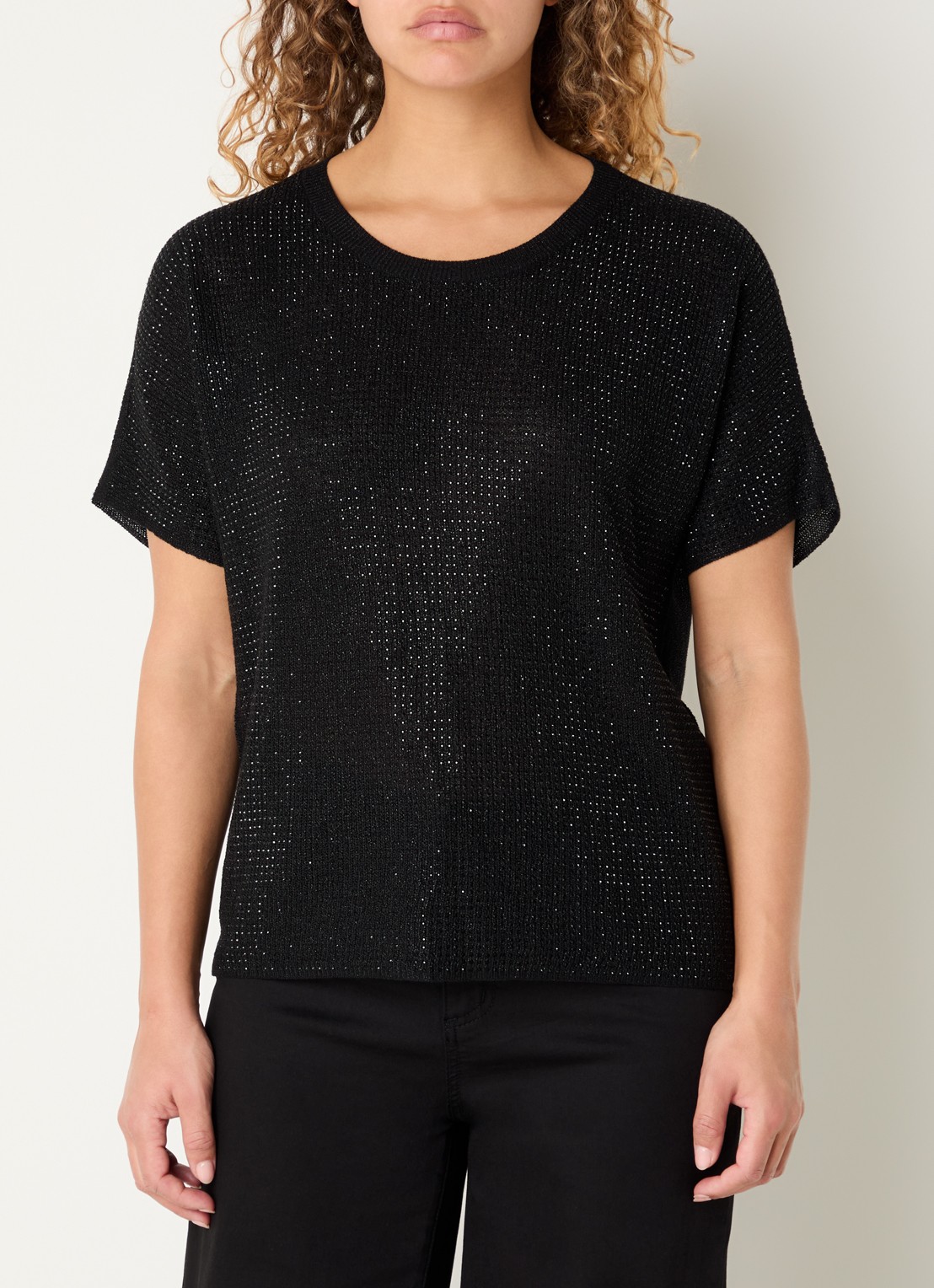 Joseph Ribkoff Semi-transparante top met strass - detail 7 zwart