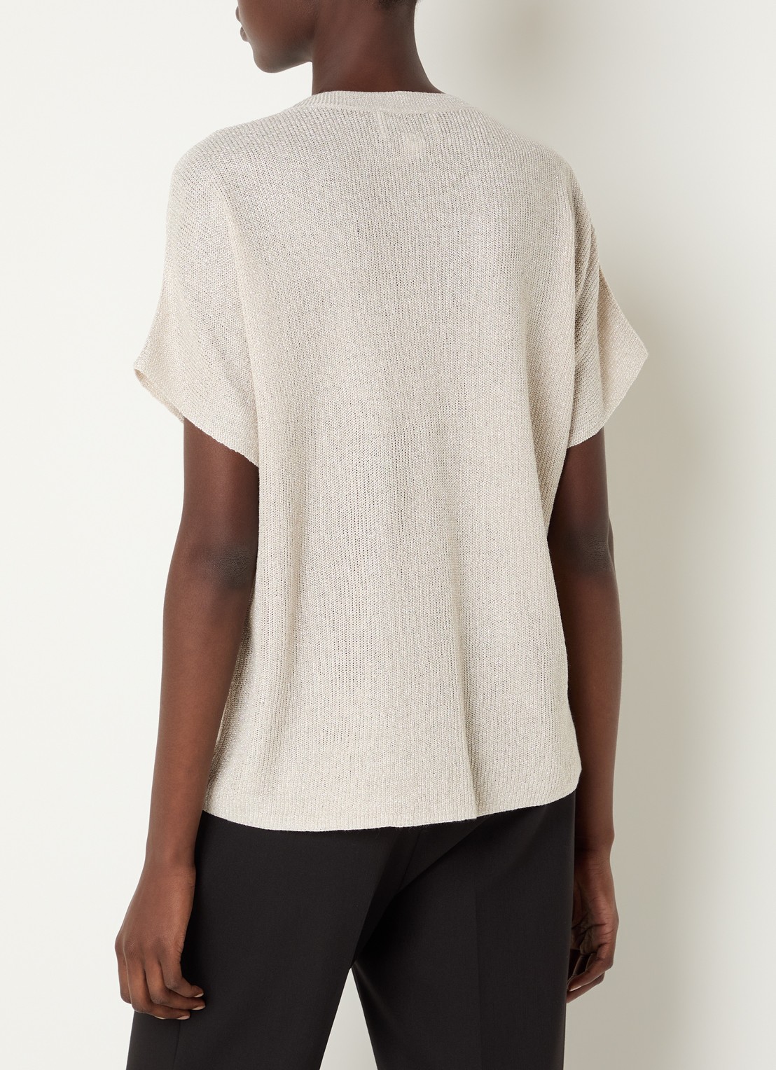 Joseph Ribkoff Semi-transparante top met strass - achterkant beige