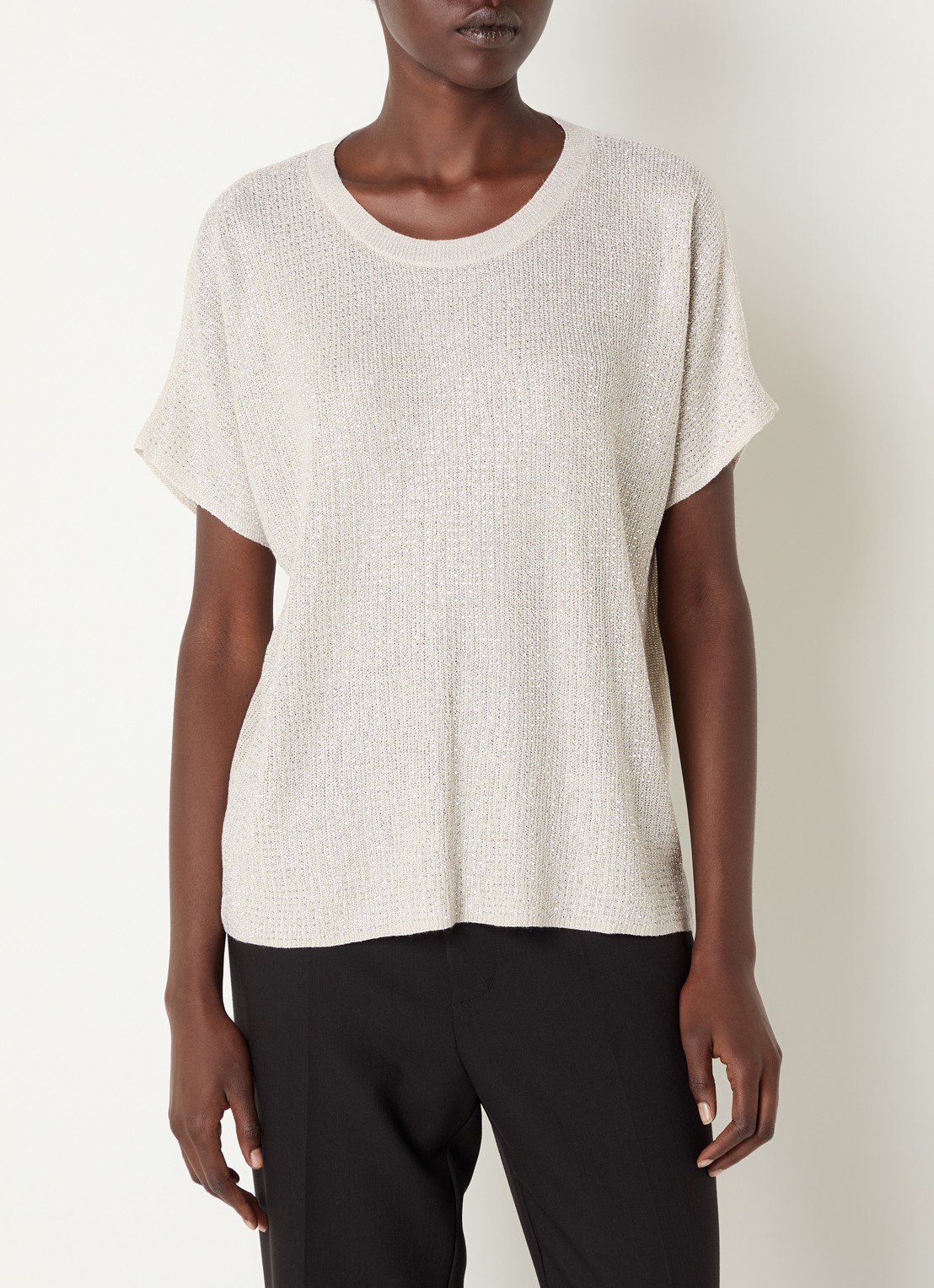 Joseph Ribkoff Semi-transparante top met strass - detail 4 beige