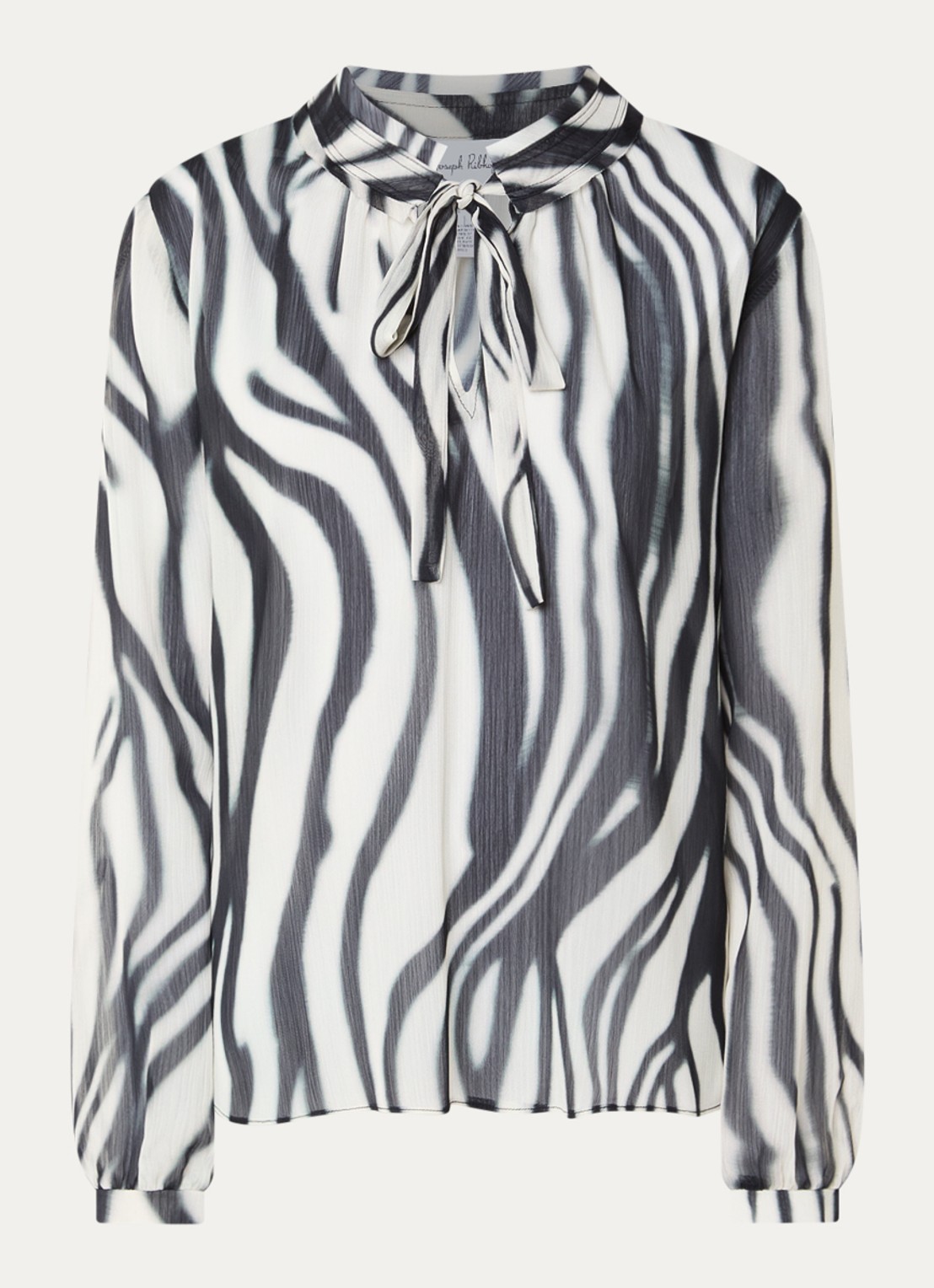 Joseph Ribkoff Semi-transparante tuniek met zebraprint - voorkant 2 gebroken wit