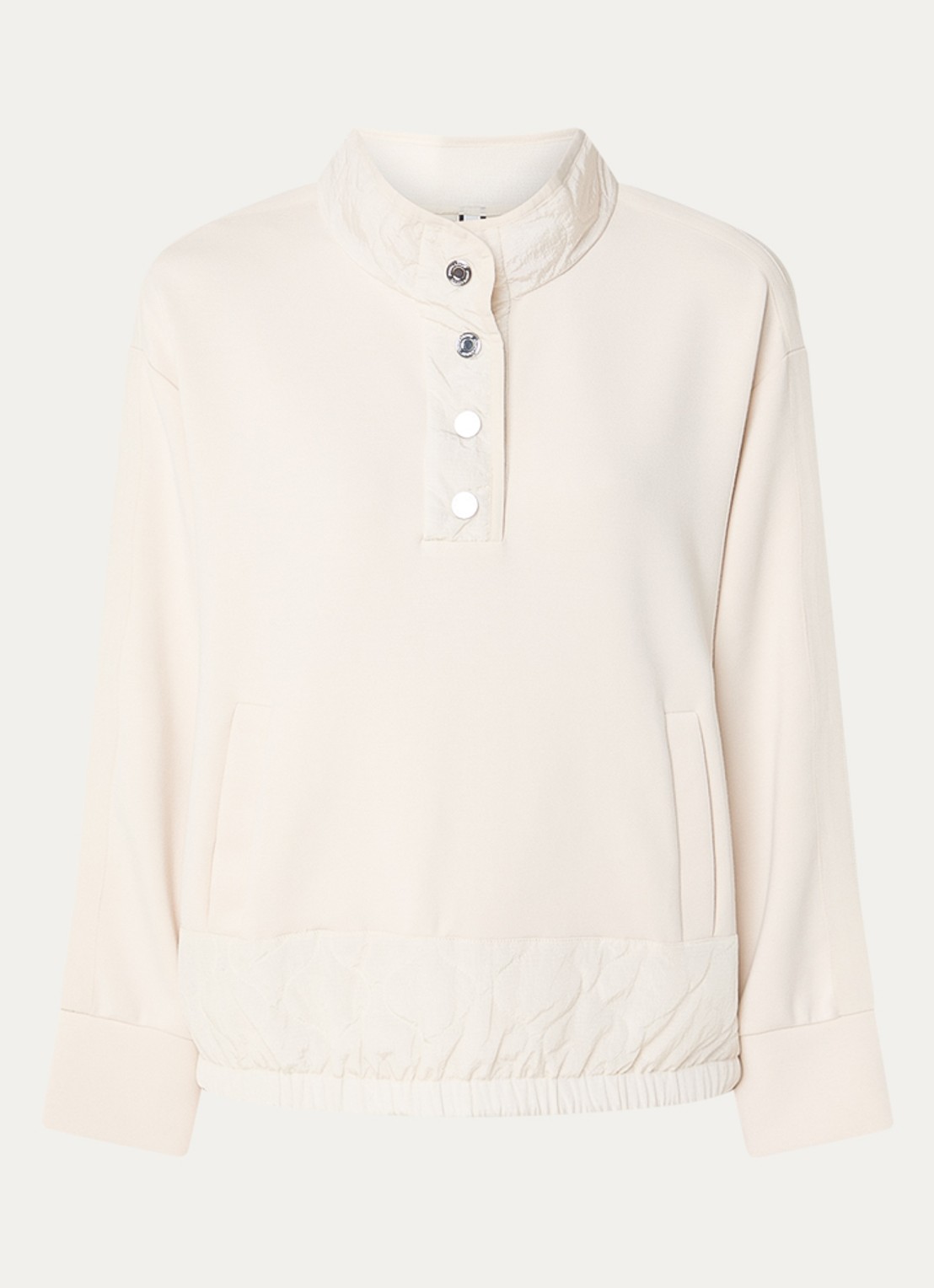 Joseph Ribkoff Sweater met steekzakken en opstaande kraag - voorkant ivoor