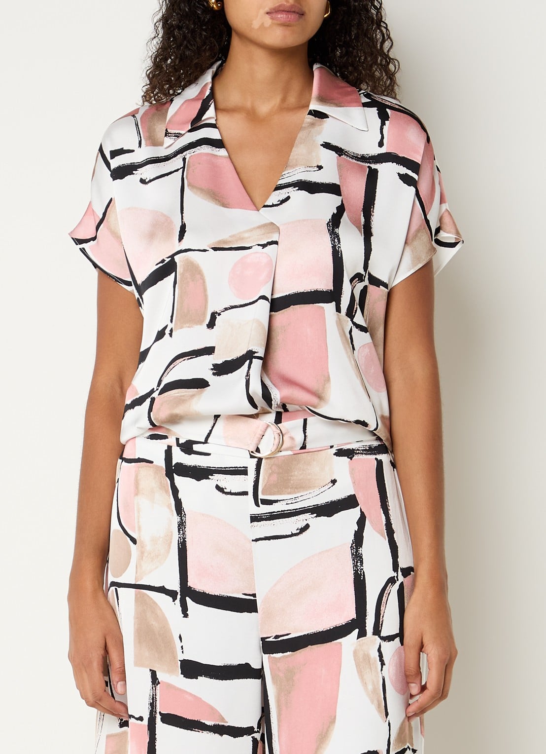 Joseph Ribkoff Top met print en V-hals - detail 4 wit