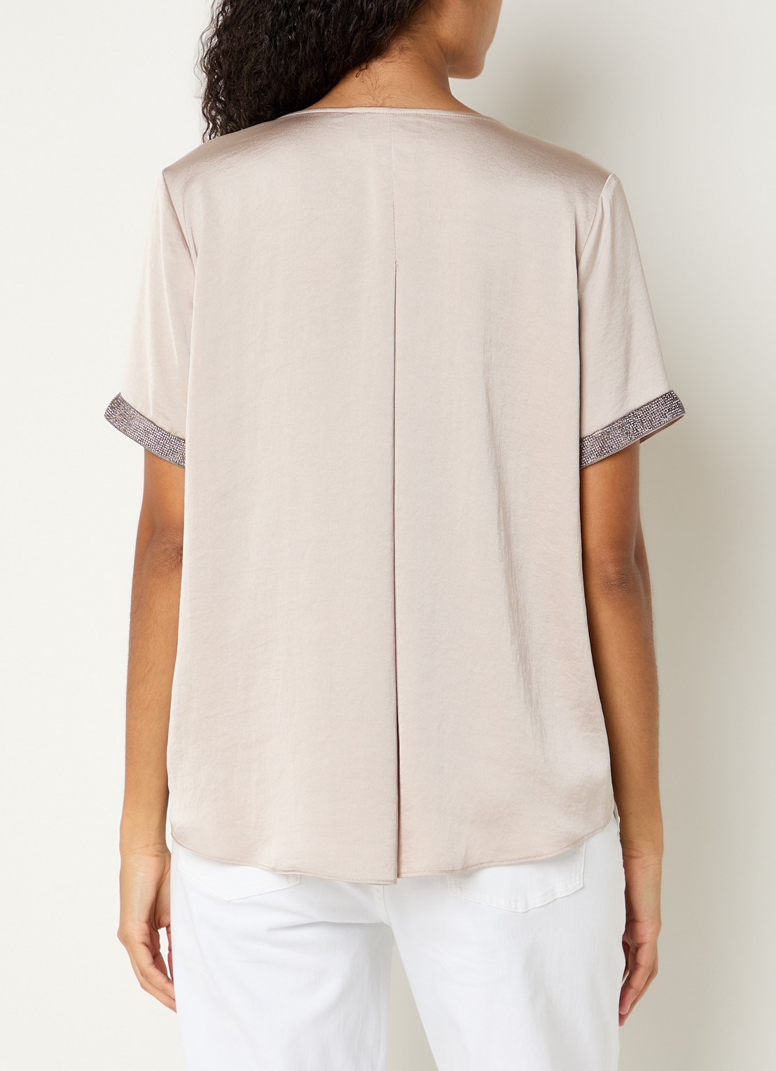 Joseph Ribkoff Top van satijn met strass - achterkant 3 donkerbeige