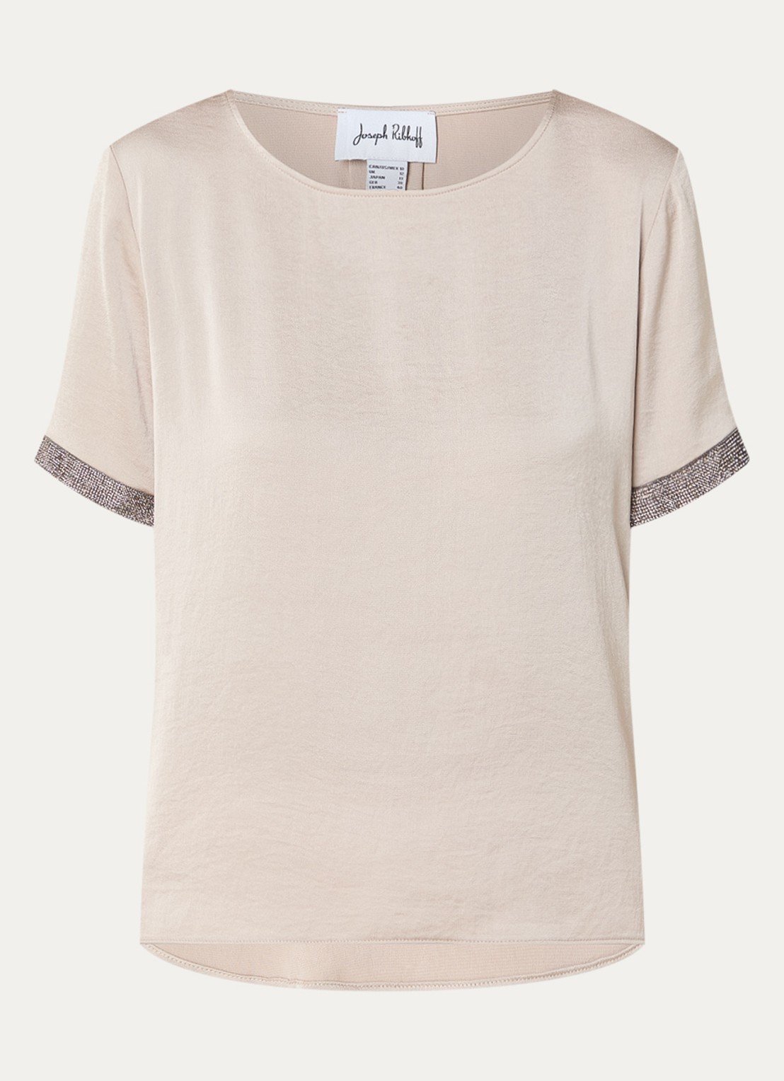 Joseph Ribkoff Top van satijn met strass - voorkant donkerbeige