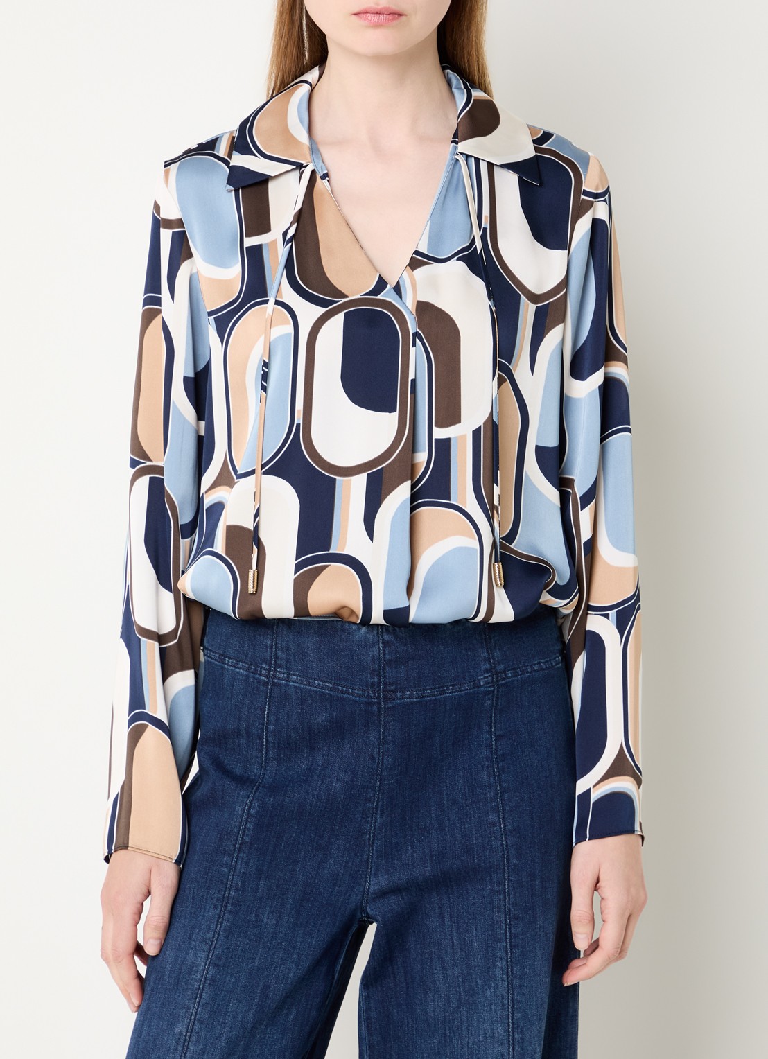 Joseph Ribkoff Tuniek met print en kraag - detail 4 blauwgrijs