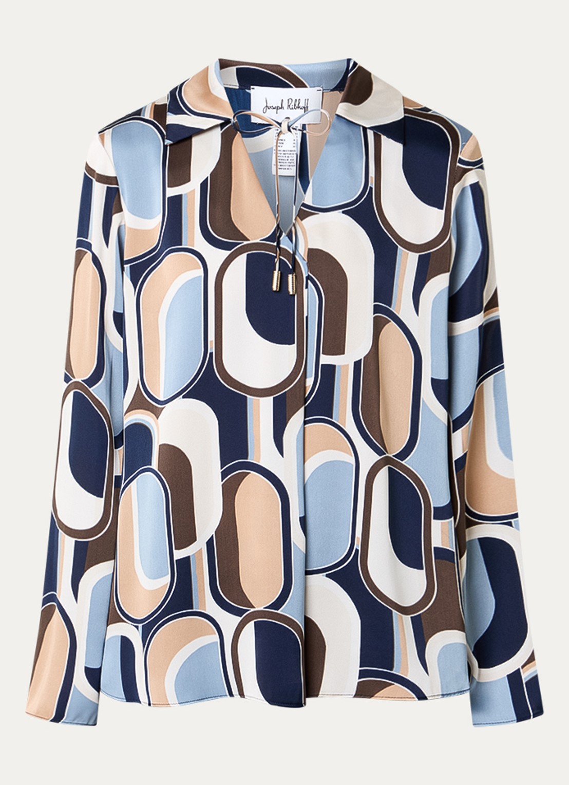 Joseph Ribkoff Tuniek met print en kraag - voorkant 2 blauwgrijs