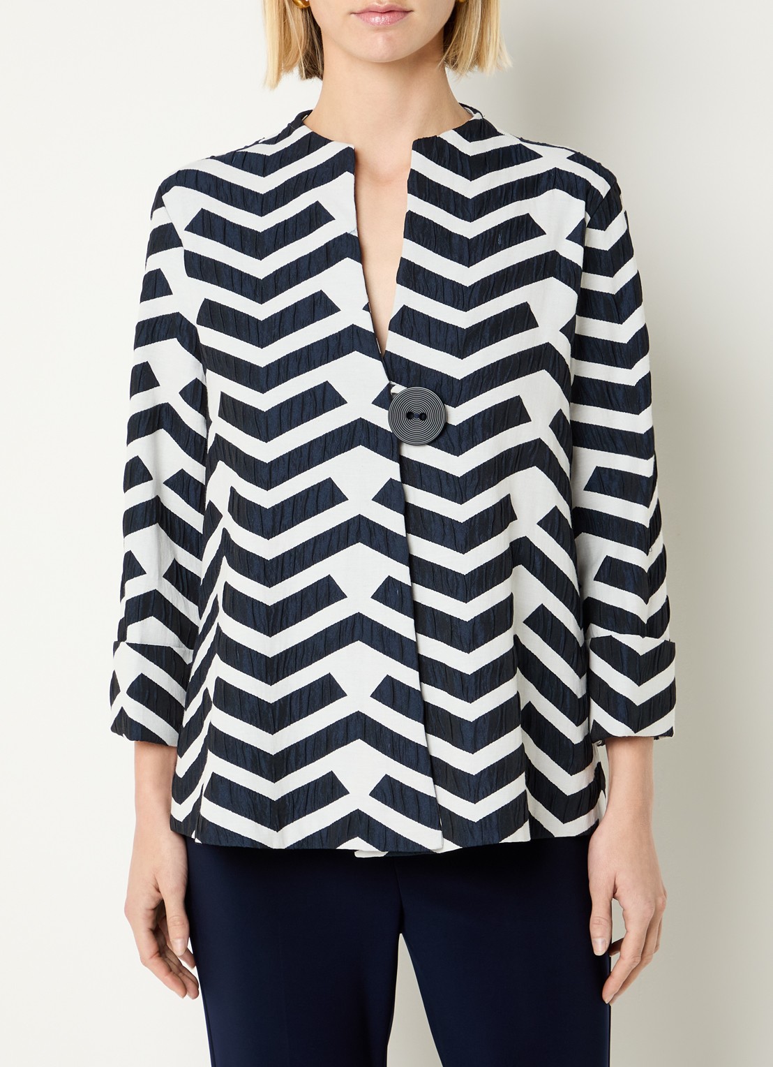 Joseph Ribkoff Tuniek met structuur en grafische print - detail 4 wit