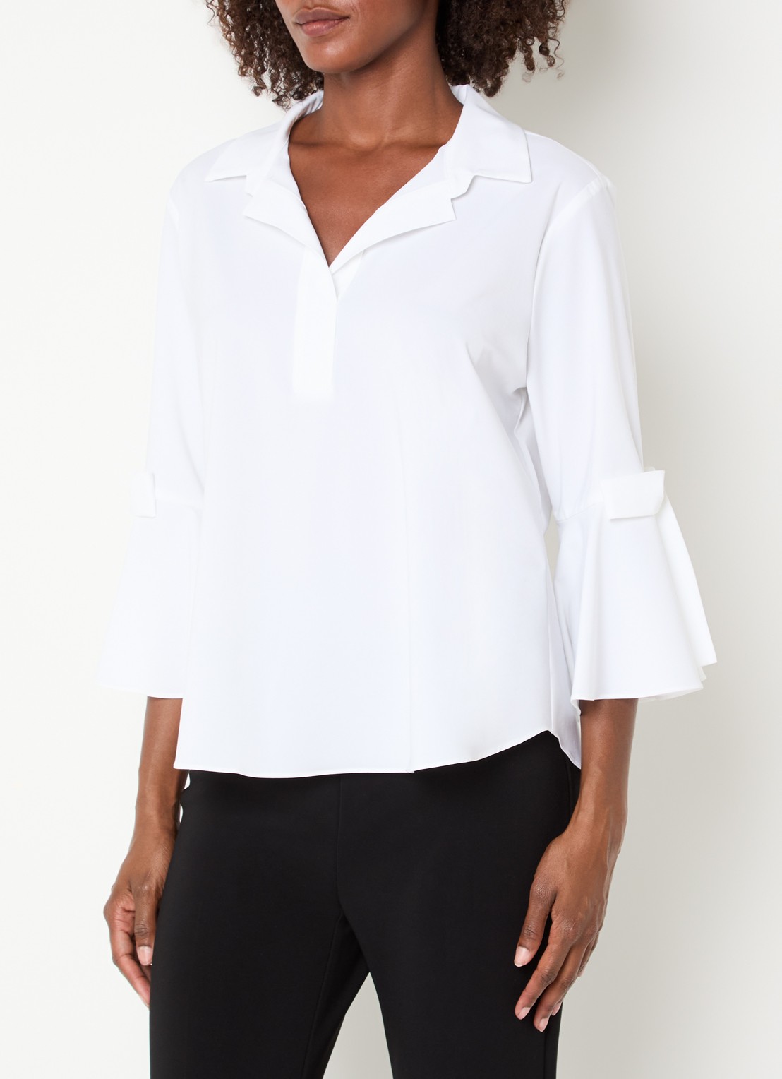 Joseph Ribkoff Tuniek met trompetmouw en strikdetail  - detail wit