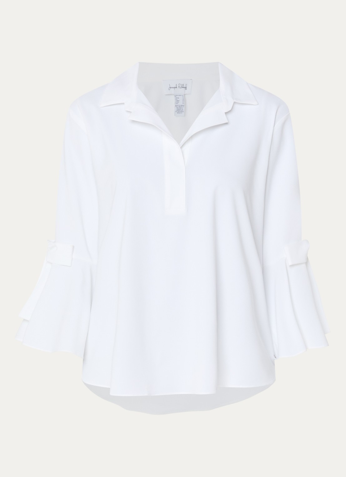 Joseph Ribkoff Tuniek met trompetmouw en strikdetail  - voorkant 3 wit