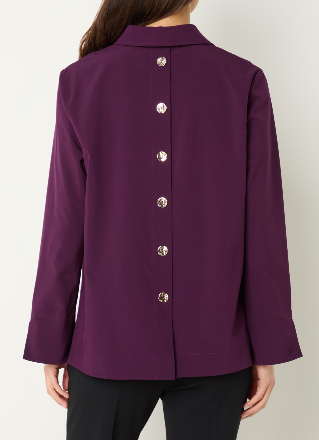 Joseph Ribkoff Tuniek met trompetmouw  - detail 2 aubergine