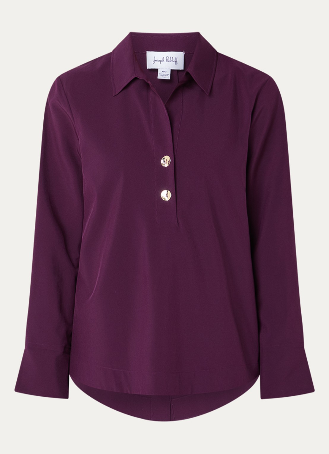 Joseph Ribkoff Tuniek met trompetmouw  - voorkant 3 aubergine