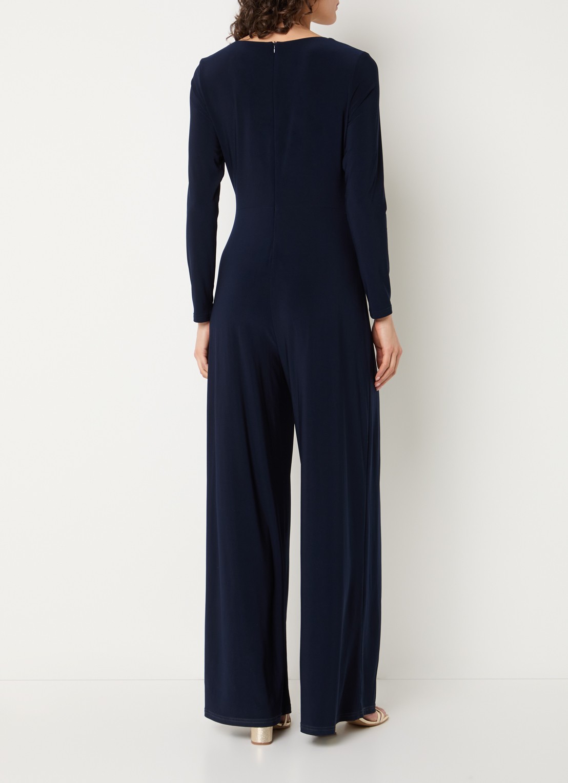 Joseph Ribkoff Wide fit jumpsuit met knoopdetail - achterkant 4 donkerblauw