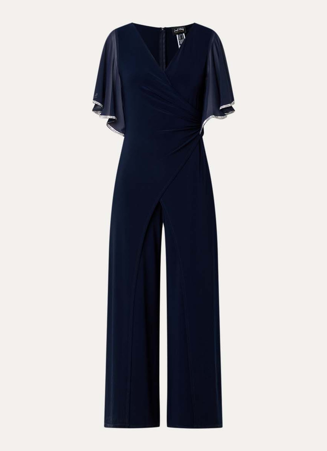 Joseph Ribkoff Wide fit jumpsuit met plooidetail en strass - voorkant 3 donkerblauw