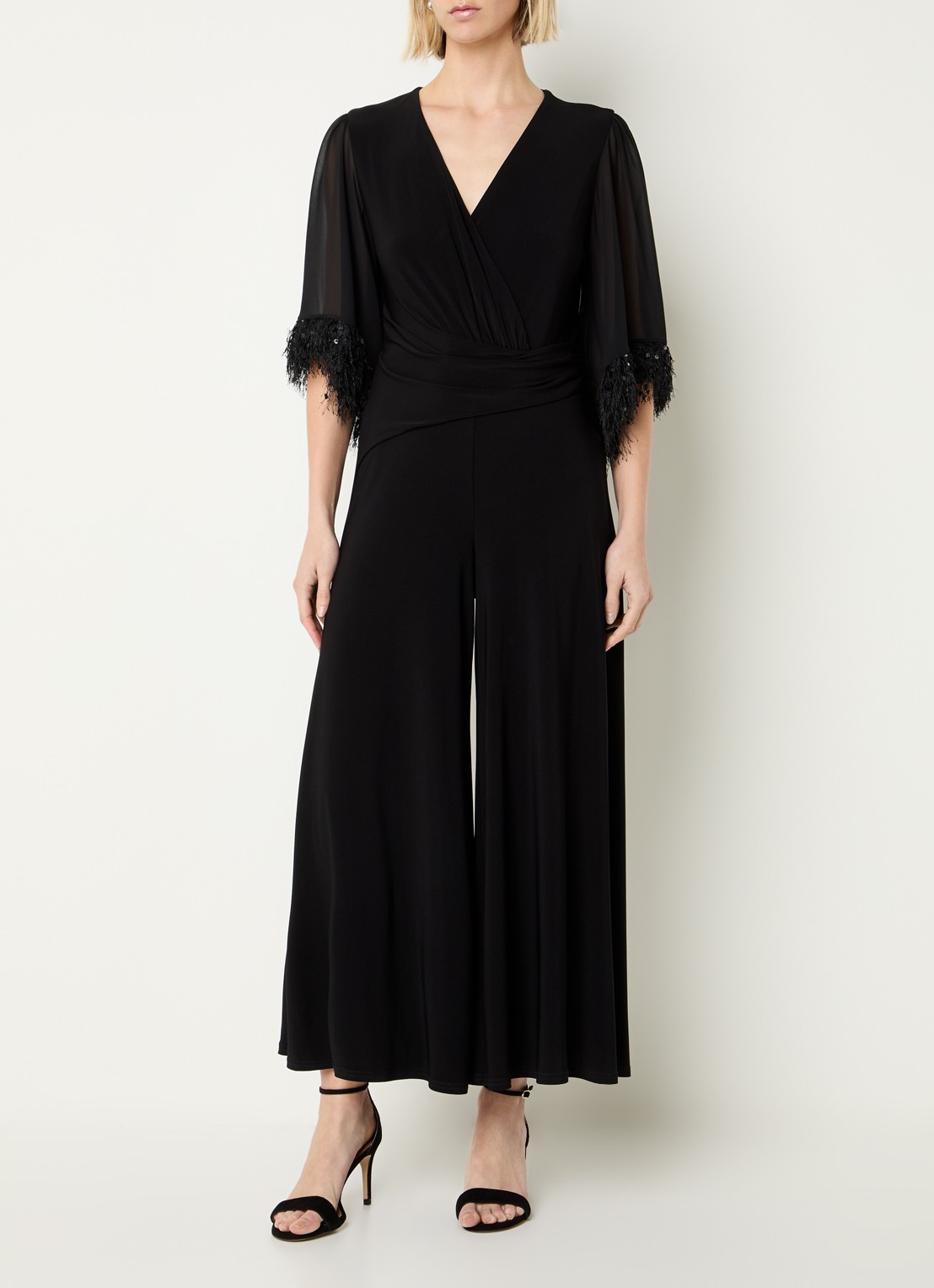 Joseph Ribkoff Wide fit jumpsuit met plooidetail - detail 3 zwart