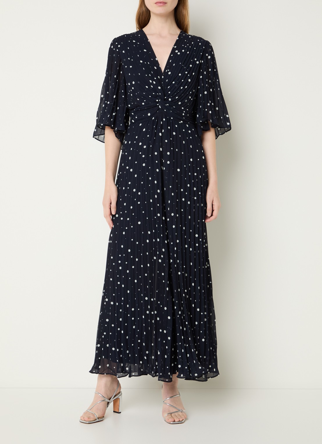 Joseph Ribkoff Wide fit jumpsuit met stippenprint - detail 3 donkerblauw