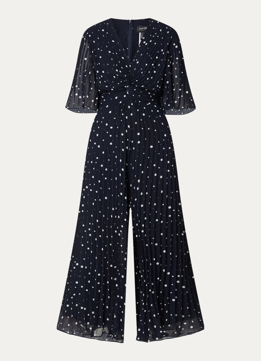 Joseph Ribkoff Wide fit jumpsuit met stippenprint - voorkant donkerblauw