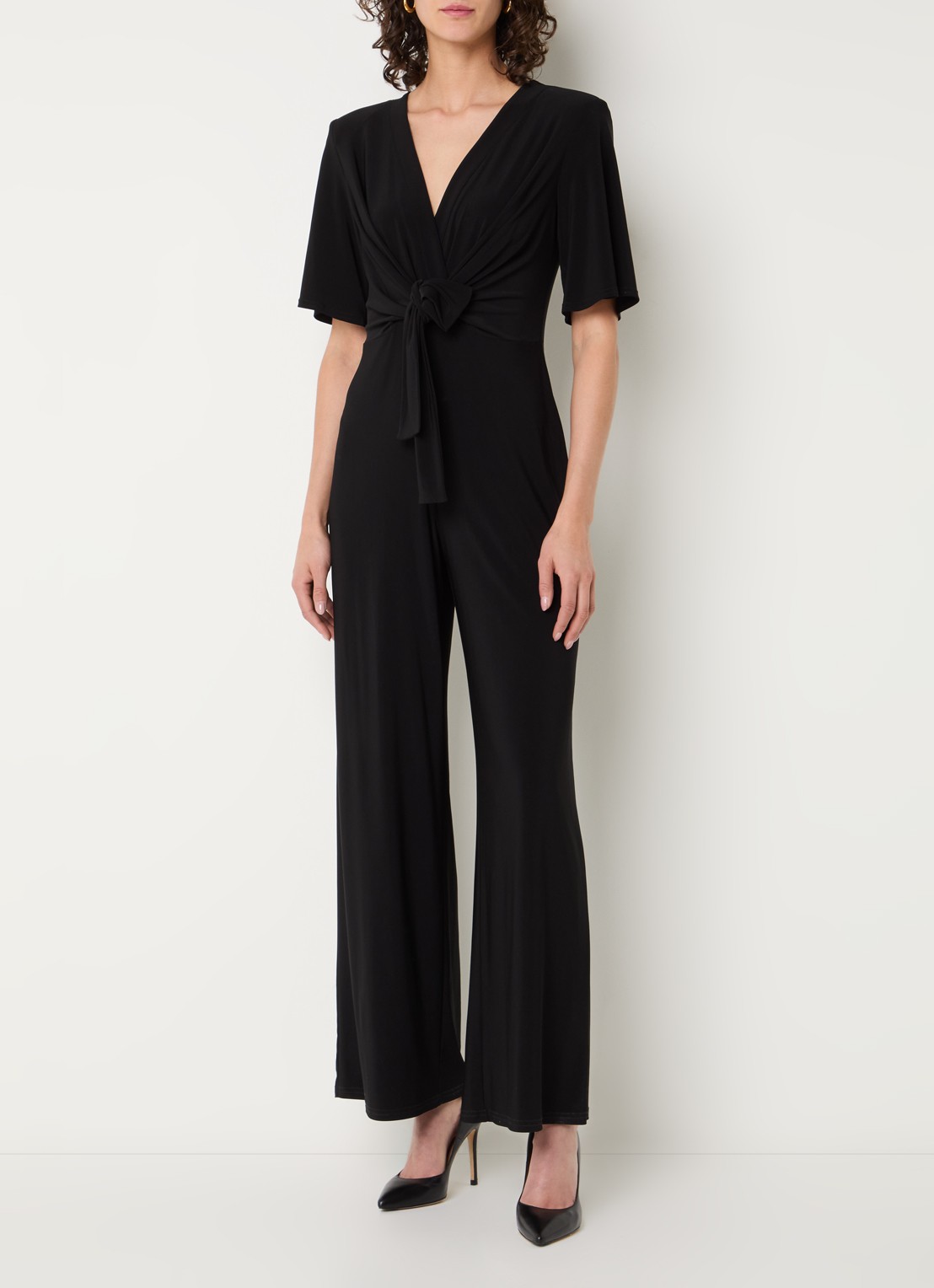 Joseph Ribkoff Wide fit jumpsuit met strikdetail - detail 4 zwart