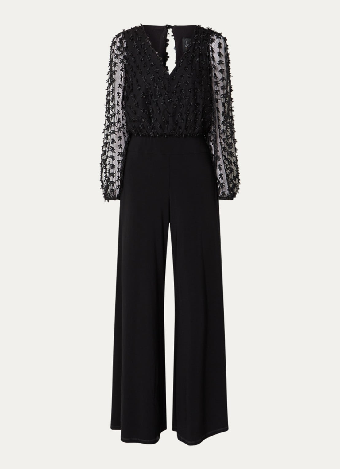 Joseph Ribkoff Wide fit jumpsuit met V-hals - voorkant 2 zwart