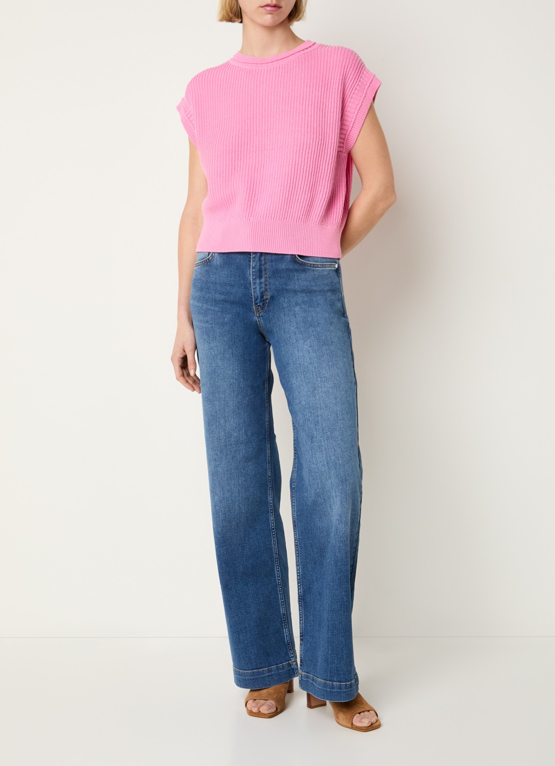 Josephine & Co Bailee grofgebreide spencer met stretch - voorkant 3 roze