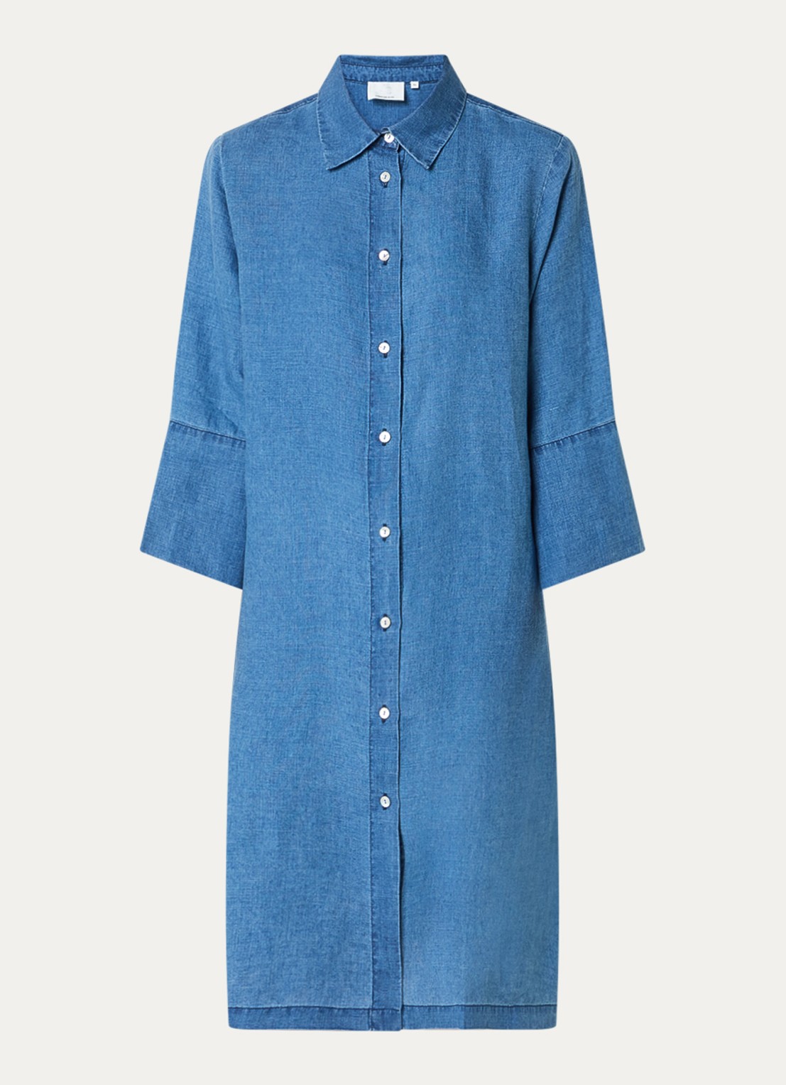 Josephine & Co Bailyn midi A-lijn blousejurk van chambray - voorkant 2 indigo