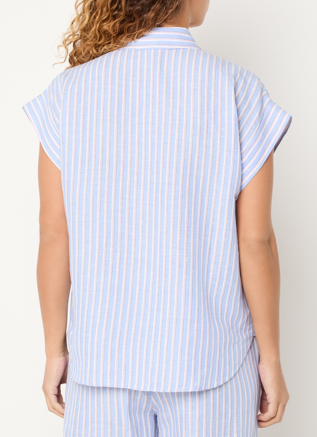 Josephine & Co Barndon blouse in linnenblend met streepprint - achterkant 3 blauw