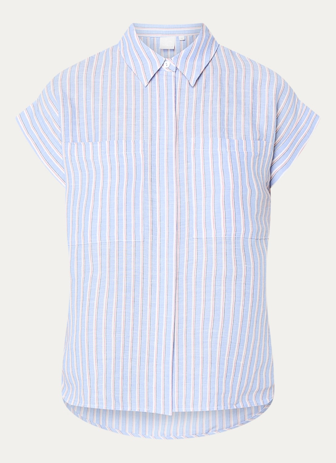 Josephine & Co Barndon blouse in linnenblend met streepprint - voorkant blauw