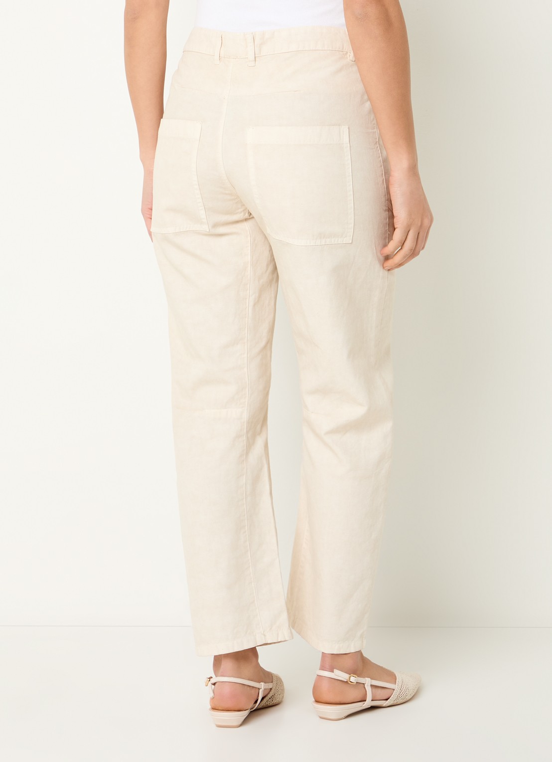 Josephine & Co Bas high waist loose fit chino met steekzakken - achterkant 4 beige