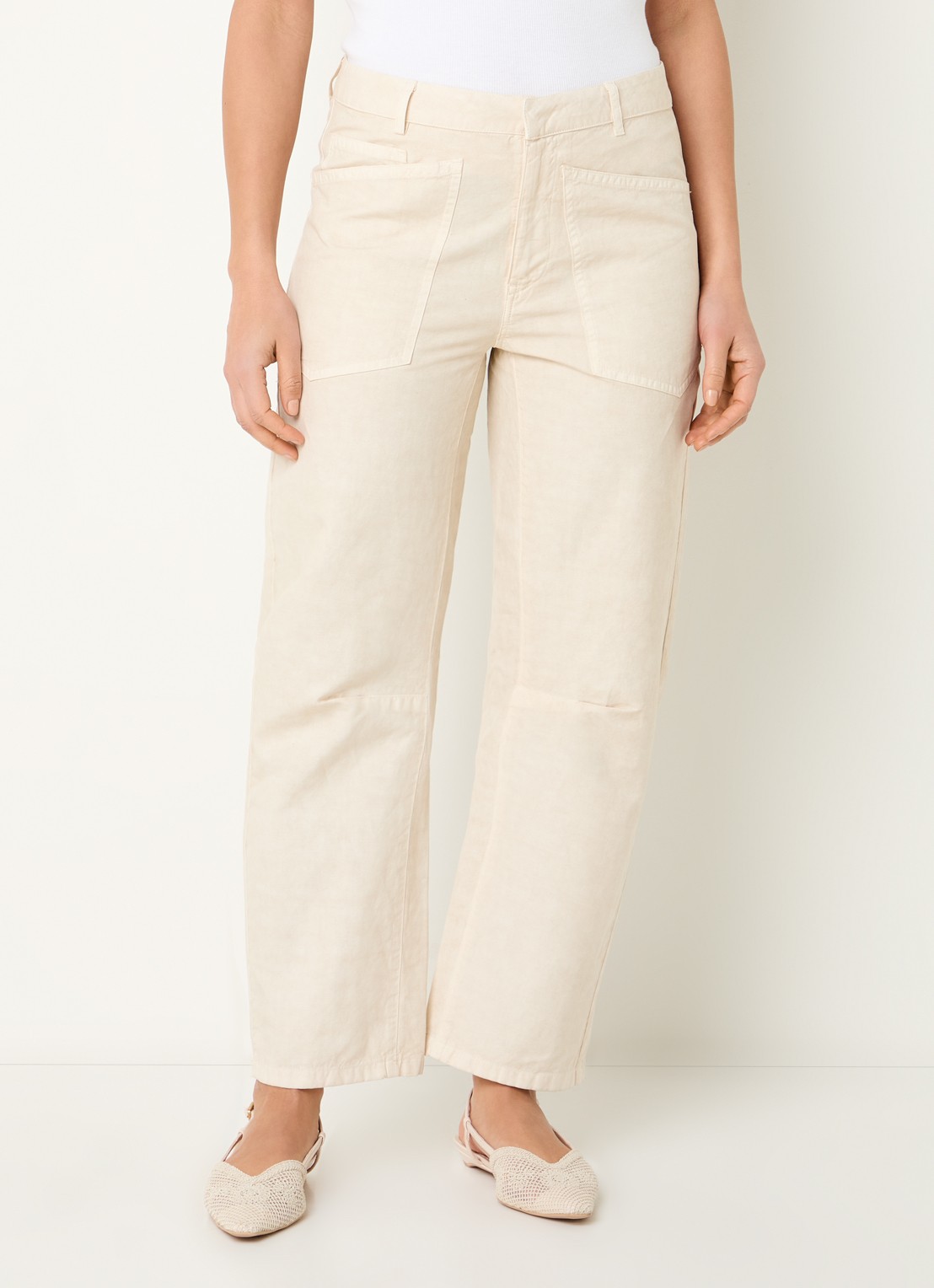 Josephine & Co Bas high waist loose fit chino met steekzakken - detail 3 beige