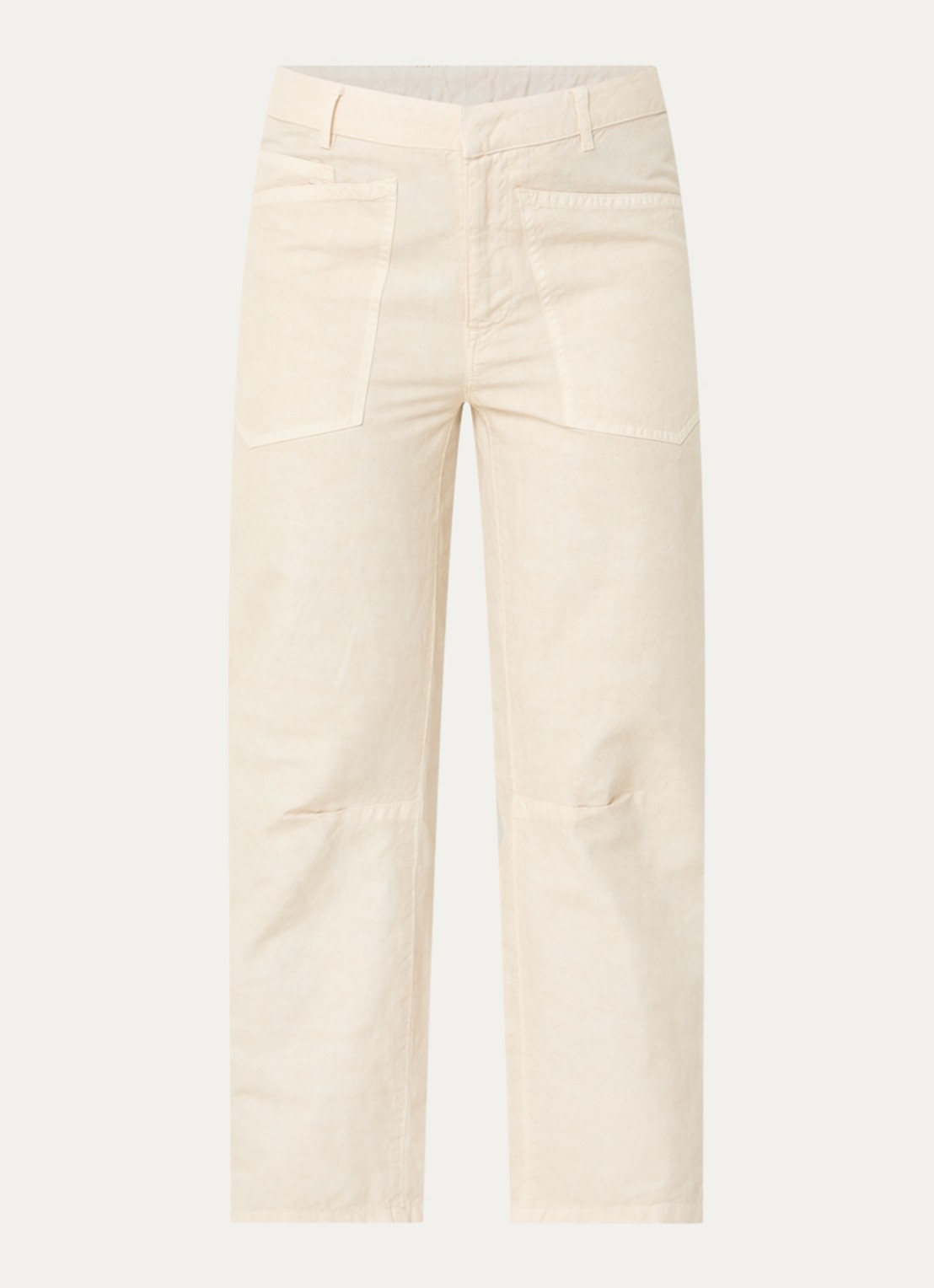 Josephine & Co Bas high waist loose fit chino met steekzakken - voorkant beige