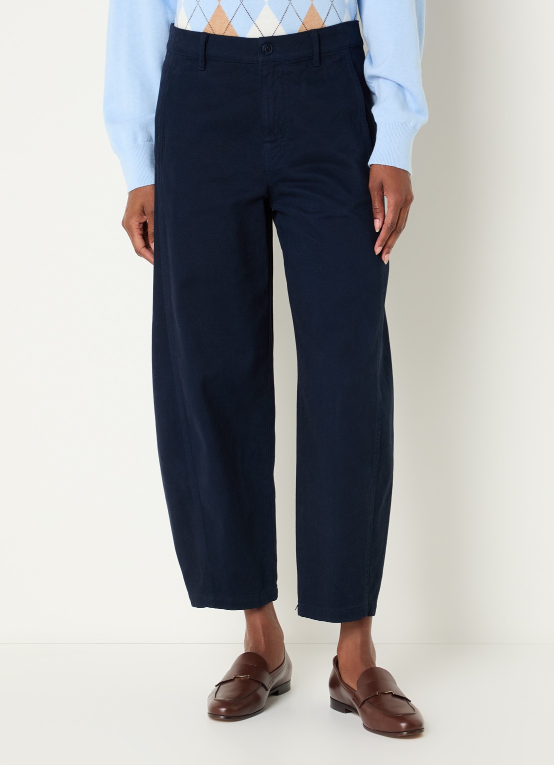 Josephine & Co Basile high waist balloon fit broek met steekzakken - detail donkerblauw
