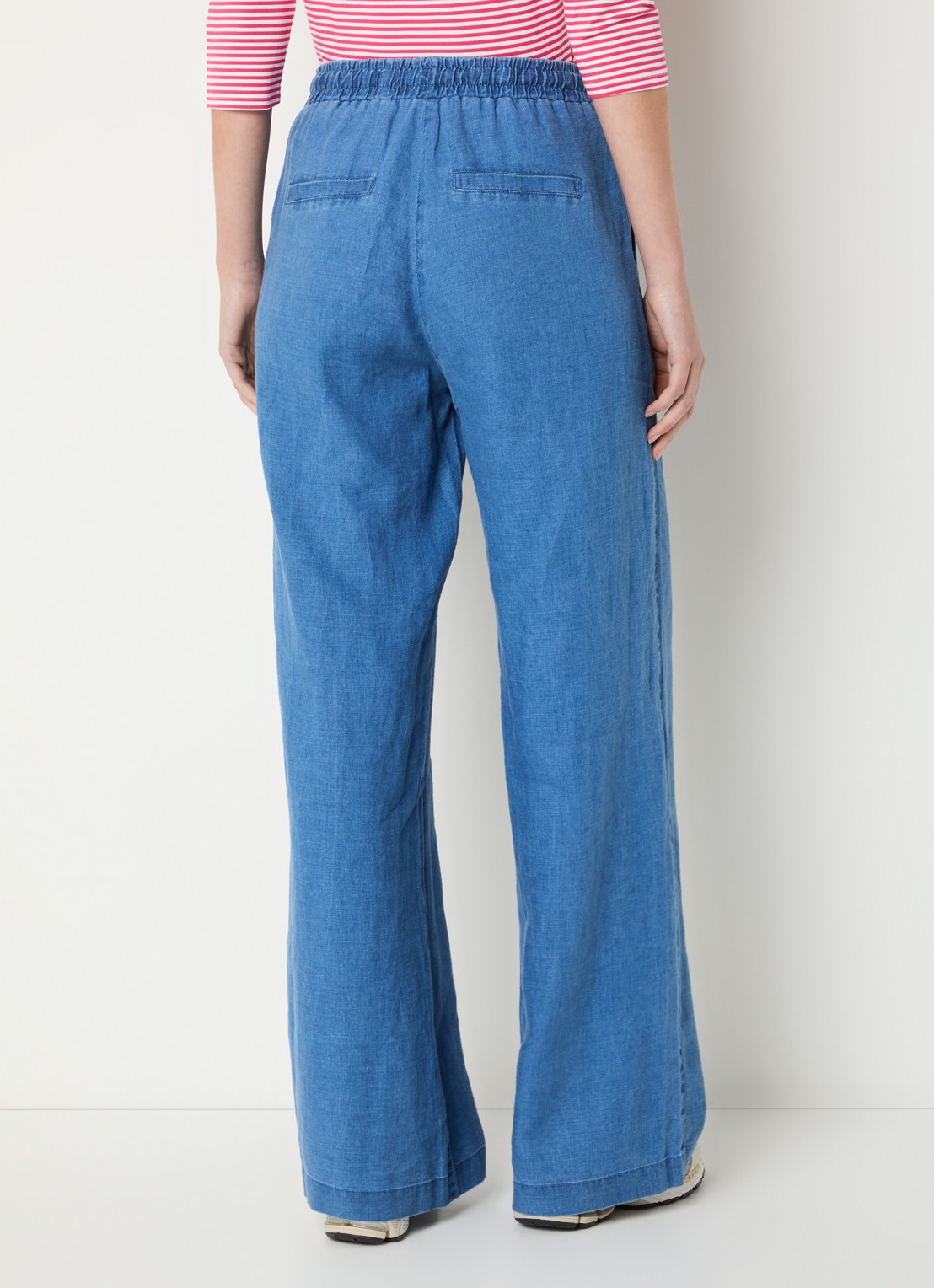 Josephine & Co Basma high waist straight fit broek met trekkoord en steekzakken - achterkant 2 indigo